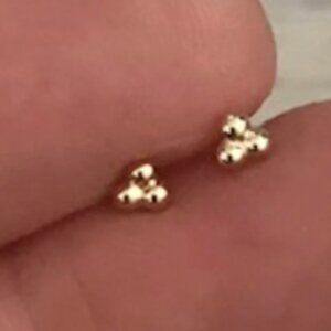 Tiny Trinity ball stud earrings (Pair. Real 14k gold).